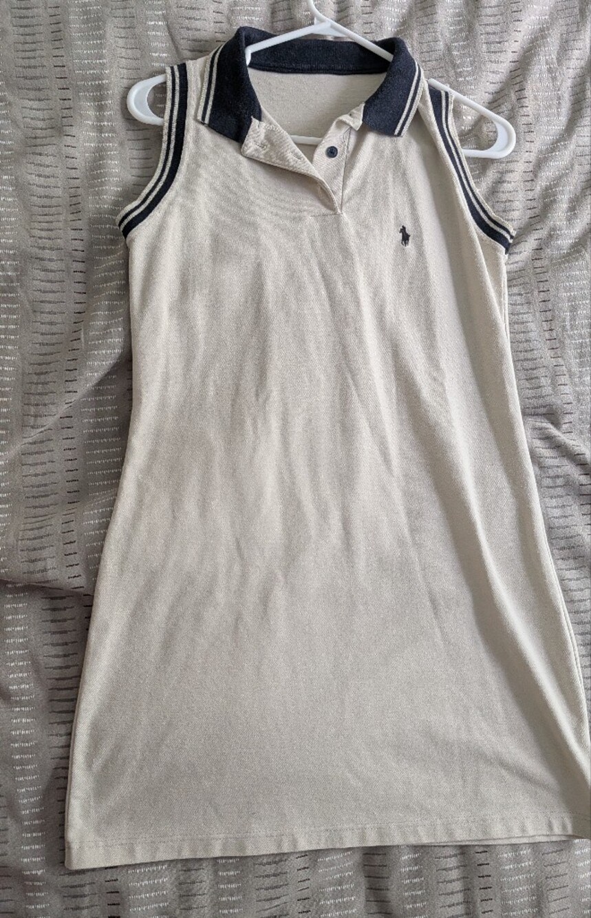 Polo-style White Short Sleeve Shirt with Navy Trim
